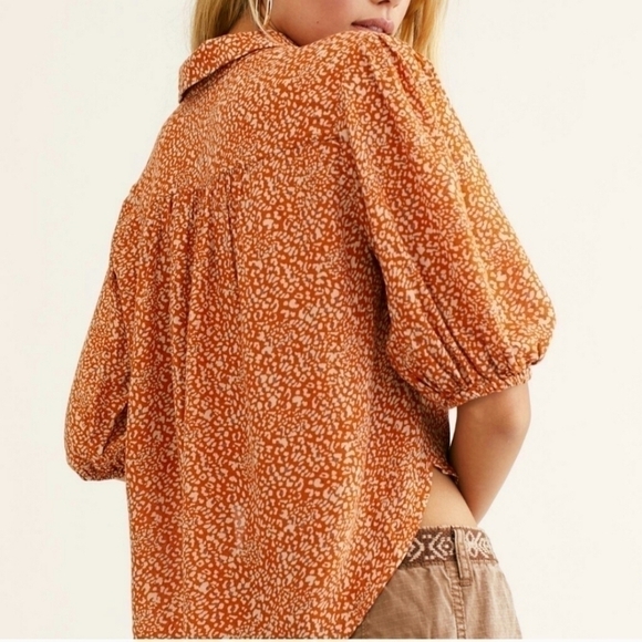 Free People Rust Combo Celia Blouse size S - Picture 5 of 12